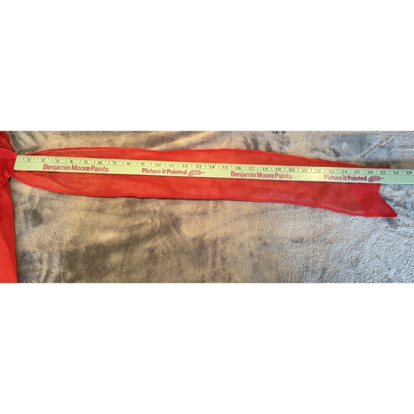 Vintage 50s 60s Christmas Half Apron Sheer Red Appliqued Holly Baubles Balls - Picture 7 of 13